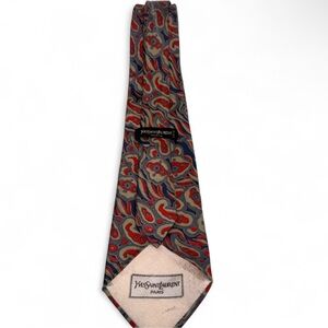 Vintage Yves Saint Laurent Paris Silk Tie Abstract Paisley Designer Necktie YSL